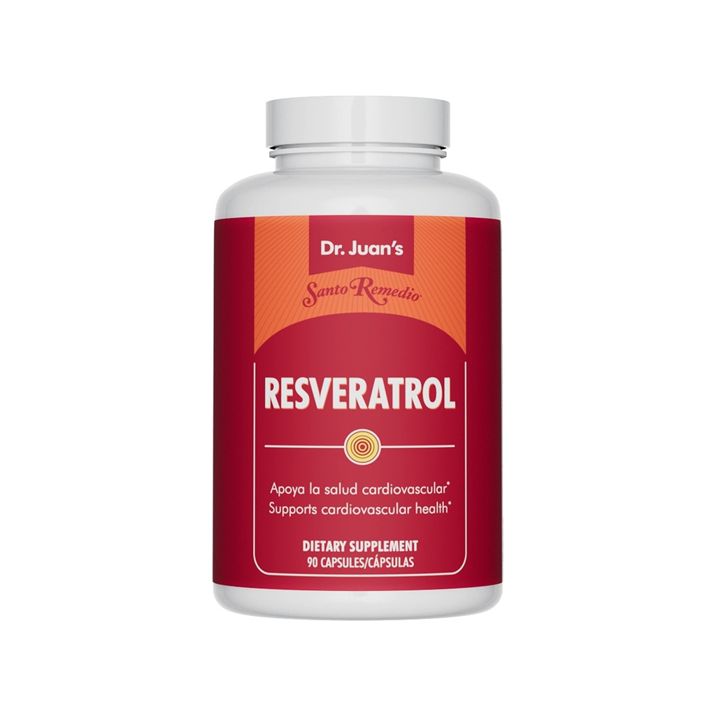 Santo Remedio Resveratrol, soutient la santé cardiovasculaire*, supplément alimentaire, végétarien, pas de couleurs artificielles, pas de saveurs artificielles, 200 mg, 90 capsules