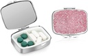 Soleebee Bling Crystal Pill Box, Portable 2 scomparti Daily Pill Organizer, Small Travel Pill Case for Purse or Pocket, Medicine Vitamin Pill Container Organizer (Pink)