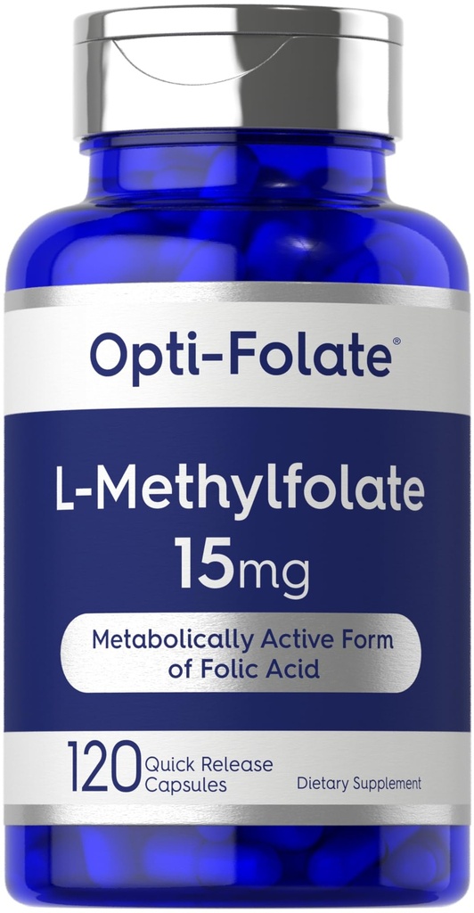 Carlyle L Methylfolat 15mg | 120 Kapseln | Wertgröße | Max Potenz | Optimiert und aktiviert | Nicht-GVO, glutenfreie Ergänzung | Methylfolat, 5-MTHF | von Opti-Folat