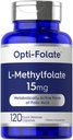 Carlyle L Methylfolat 15mg | 120 Kapseln | Wertgröße | Max Potenz | Optimiert und aktiviert | Nicht-GVO, glutenfreie Ergänzung | Methylfolat, 5-MTHF | von Opti-Folat