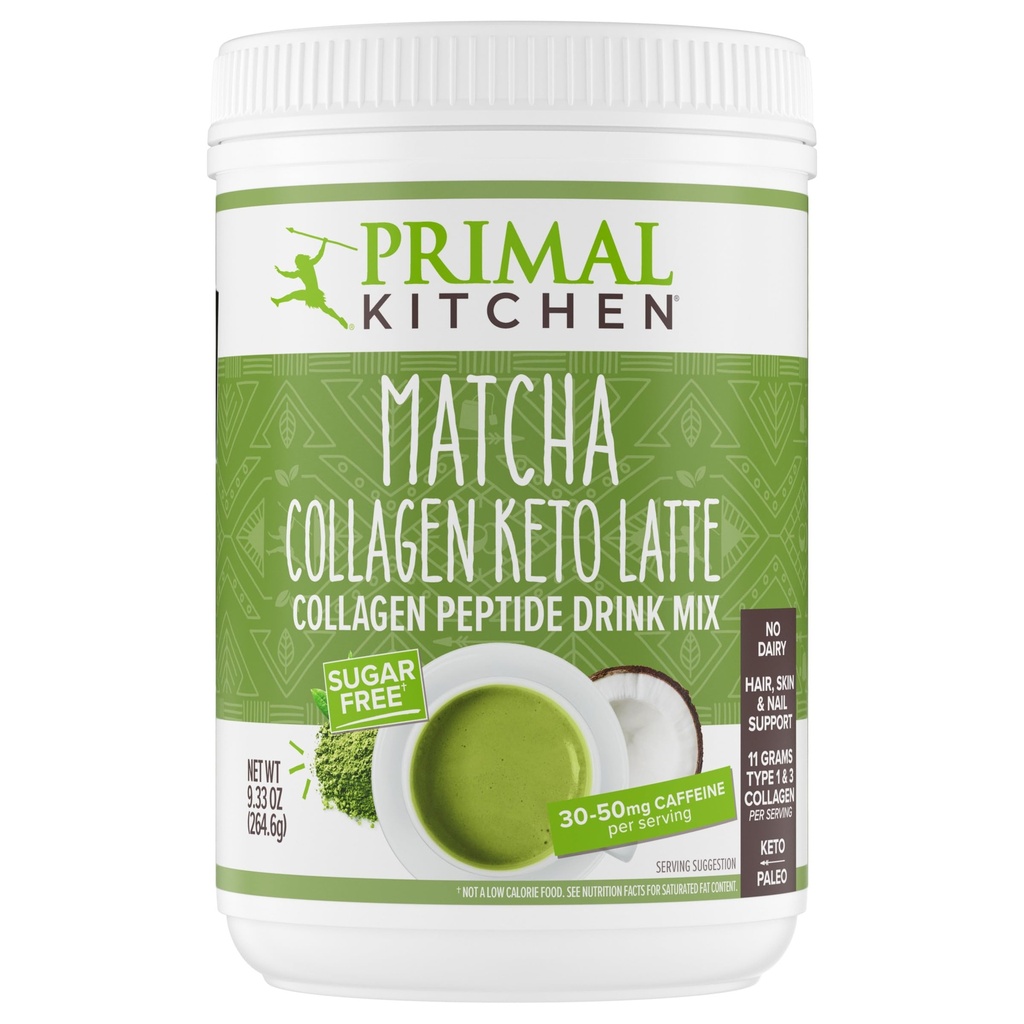 Primal Kitchen Matcha Collagen Keto Latte Pulver, Sugar-Free Collagen Peptide, 9.33 Unzen