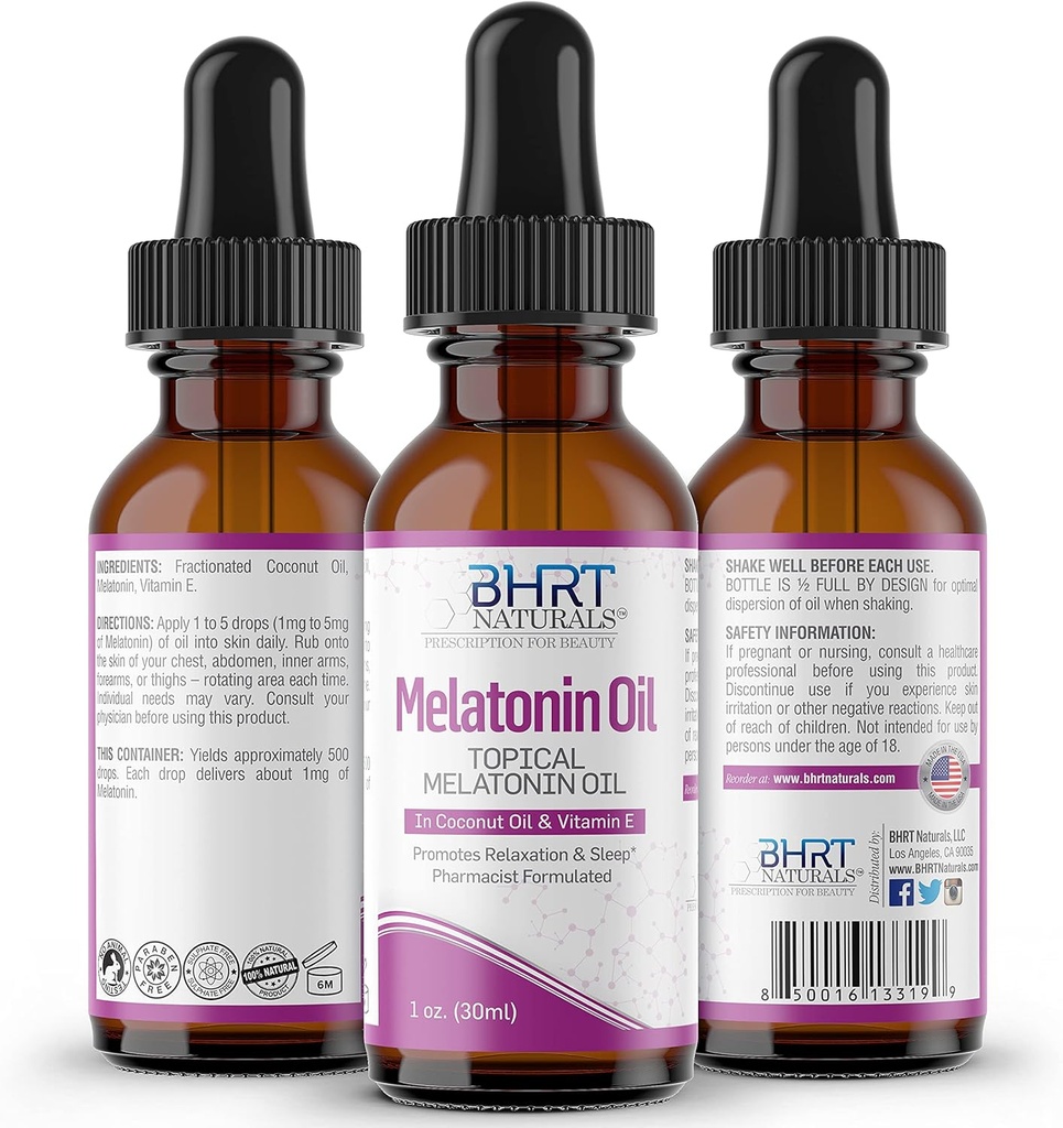 – Aktuelles flüssiges Melatonin Öl - Natürliche Schlafhilfe -Essential Oil Blends– Natürliches Melatonin – Hilft in Schlaf & Entspannung – Alkohol & Glutenfrei – Organisches Melatonin für Erwachsene (1 Flasche)