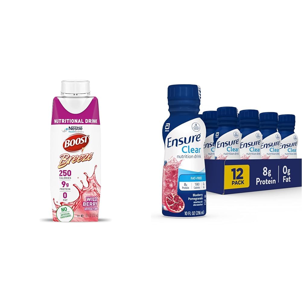 Bevande nutrizionali chiare, 9g Protein, 250 Nutrienti-Rich Calorie, Bacca selvatica, 8 fl oz & Assicurazione Liquido Bere nutrizionale chiaro, 0g grasso, 8g di proteine, Melograno di mirtillo, 10 Fl Oz