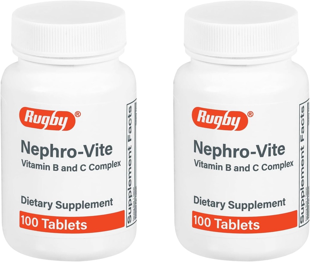Rugby Nephro-Vite Vitamin B und C Complex Tablets - Nahrungsergänzung - 100 Count (2 Pack)