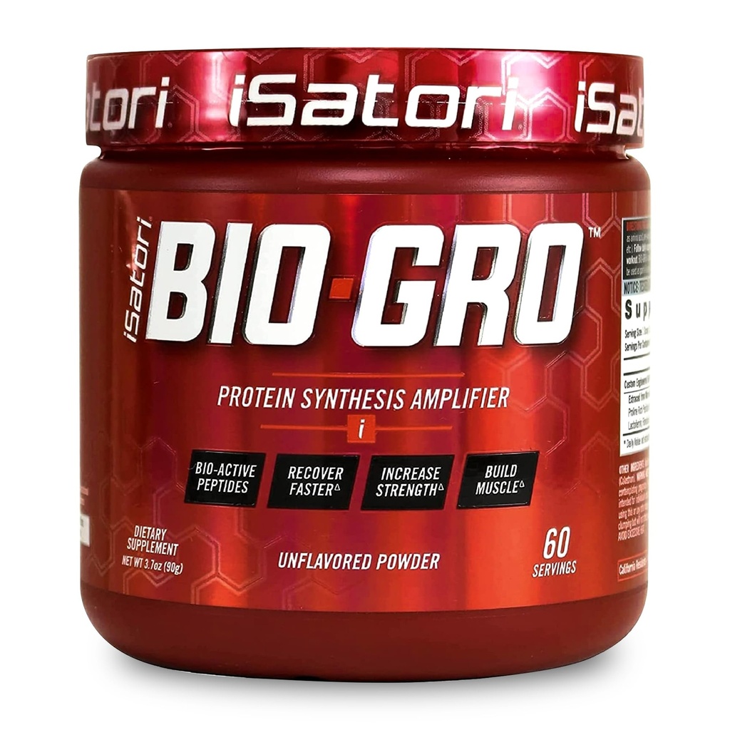 iSatori BIO-GRO Proteine Sintesi Amplificatore, per il recupero e la crescita del muscolo, Enhanced Stimulant Free Pre Workout & Colostrum Supplement with Bio-Active Peptides- Unflavored (60 Serve)