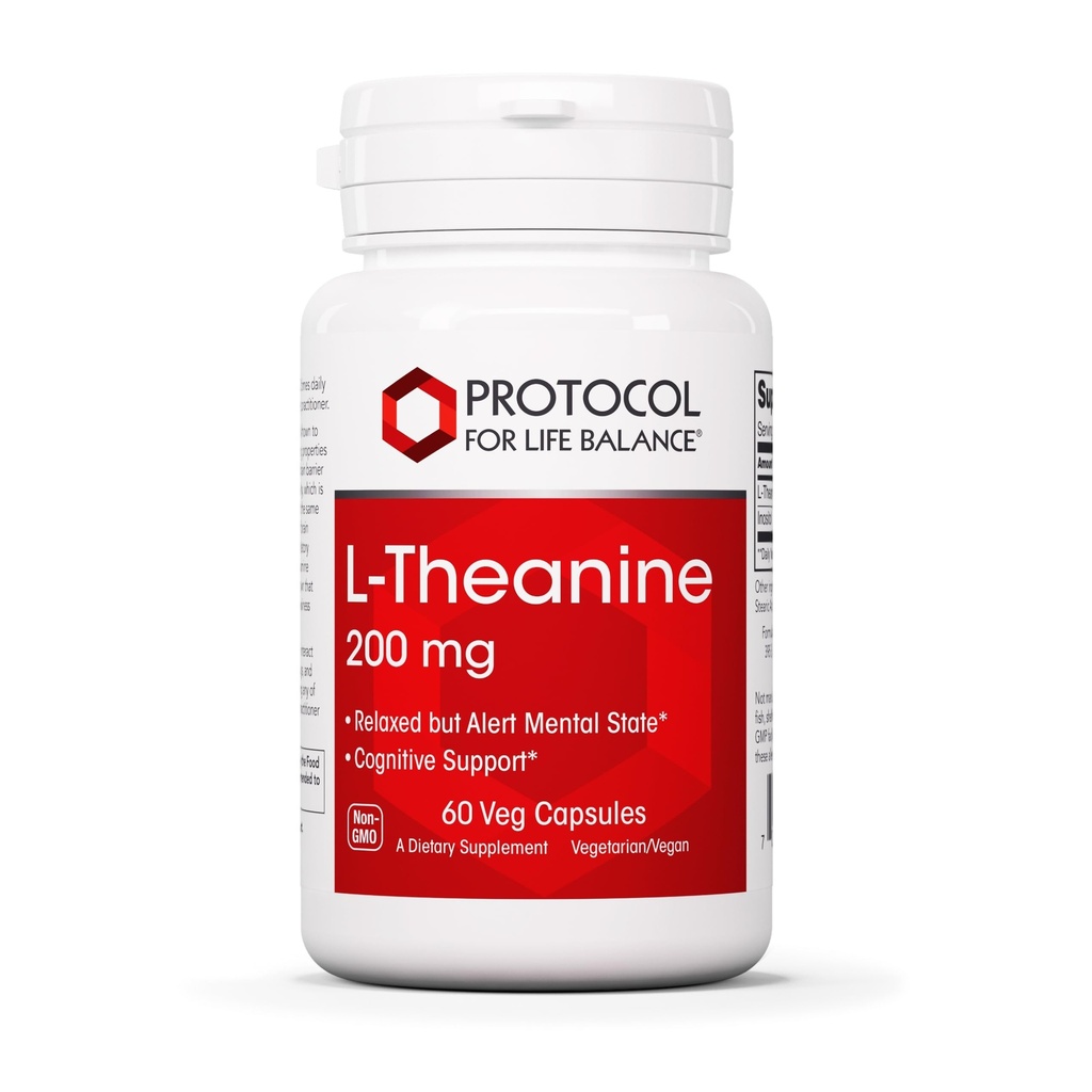 PROTOKOLL FÜR LIFE BALANCE L-Theanine 200mg - Normale Stressentlastung - Nicht-Drowsy - 60 Veg Caps