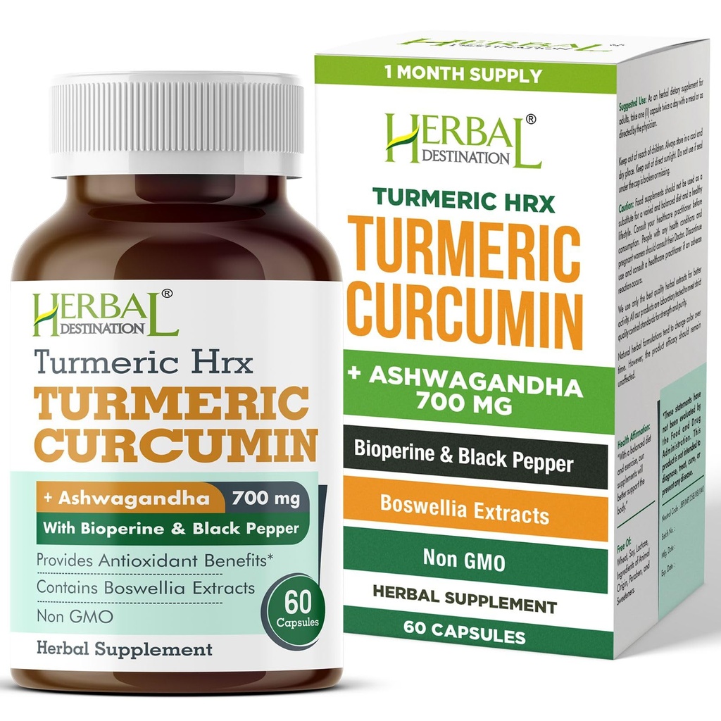Hrx- Supplemento immunitario, Metabolismo Booster Joint Support Supplement con curcumina curcuma, Boswellia, Curcuma & Black Pepper Extract - 60 capsule