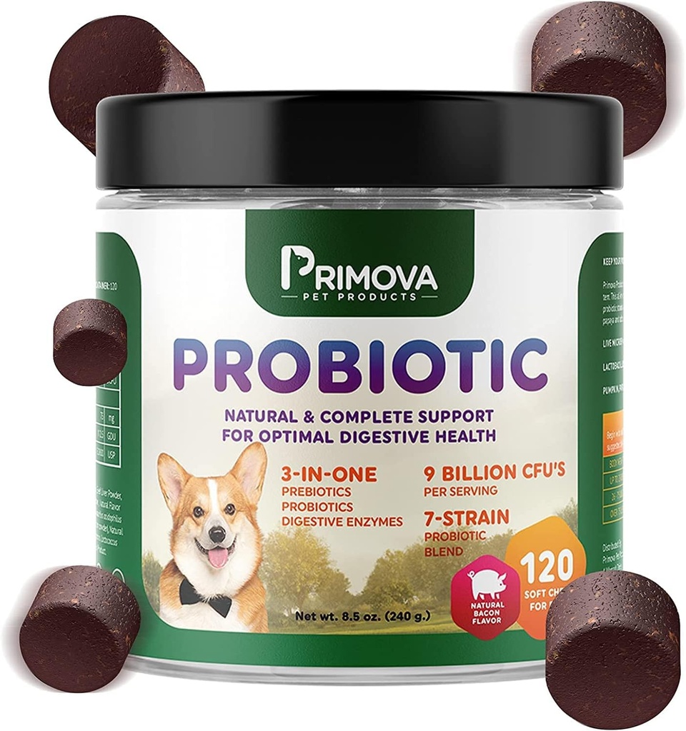 Probiotic Dog Chews für Hunde Verdauungsenzyme - Dog Diarrhea & Natural Allergy Relief - Welpen Probiotic Chews - Hunde Allergy Chews - Pack von 120 Chews