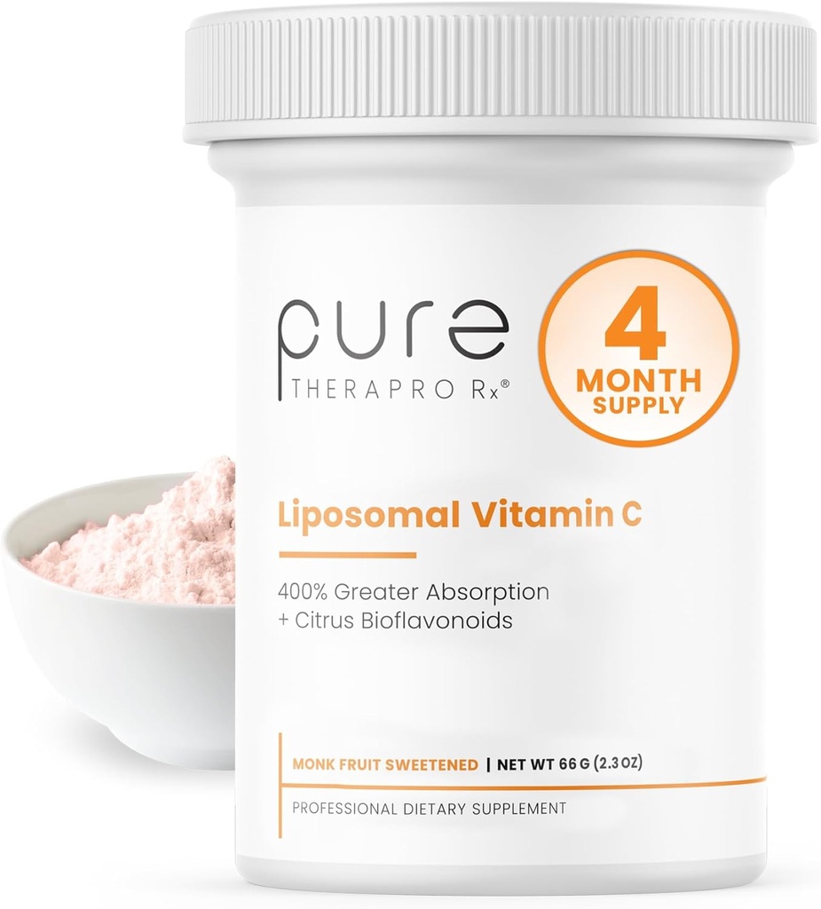 Reines Therapro Rx Liposomales Vitamin C-Pulver, patentiert PureWay Vegan Vitamin C-Ergänzung, Unterstützt gesundes Altern, Immunfunktion und Kollagenbildung, Non-GMO, Made in USA (66g,120 Servierungen)