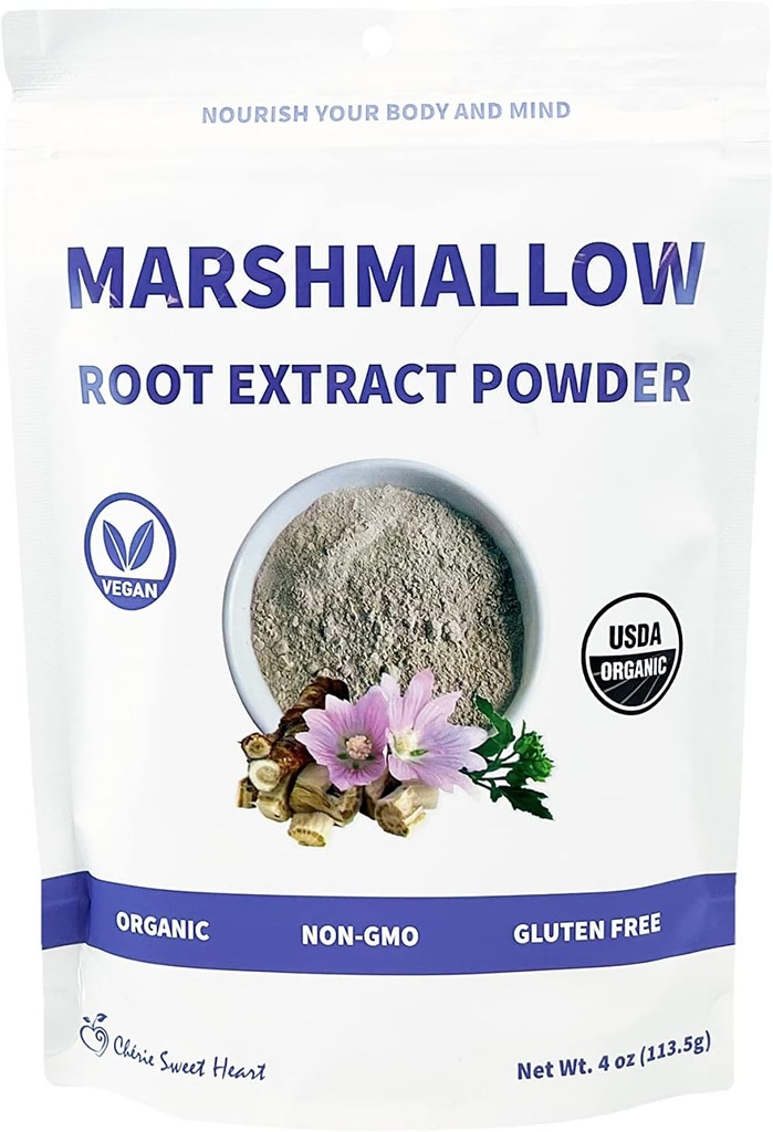Chérie Sweet Heart USDA Organic Marshmallow Root Powder, Filler Free, Traditionell verwendet, Keine GVO, Vegan Friendly, 4 Unzen