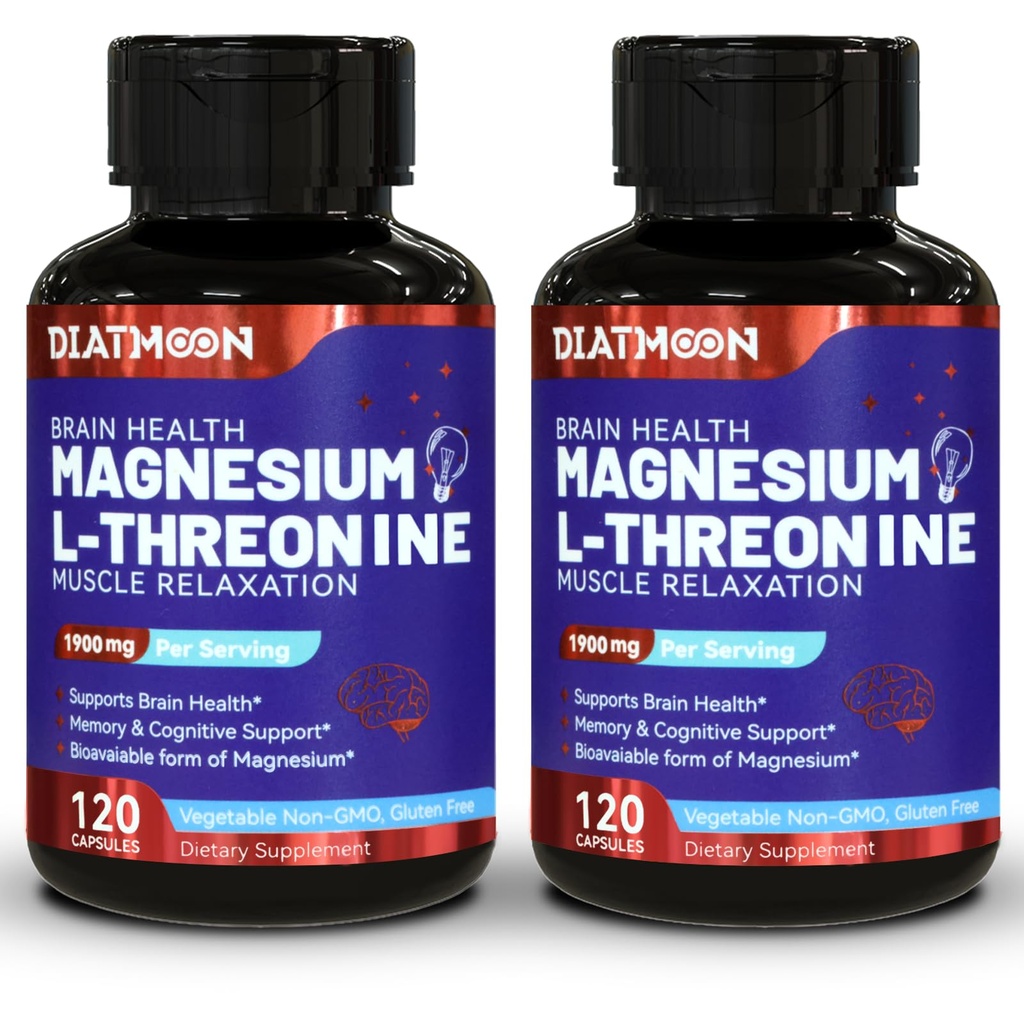 Magnesium L-Threonin Kapseln, Magnesium Threonin Ergänzung, 1900mg Magnesium L-Threonin, Non GMO, Glutenfrei - 240 Veg Kapseln