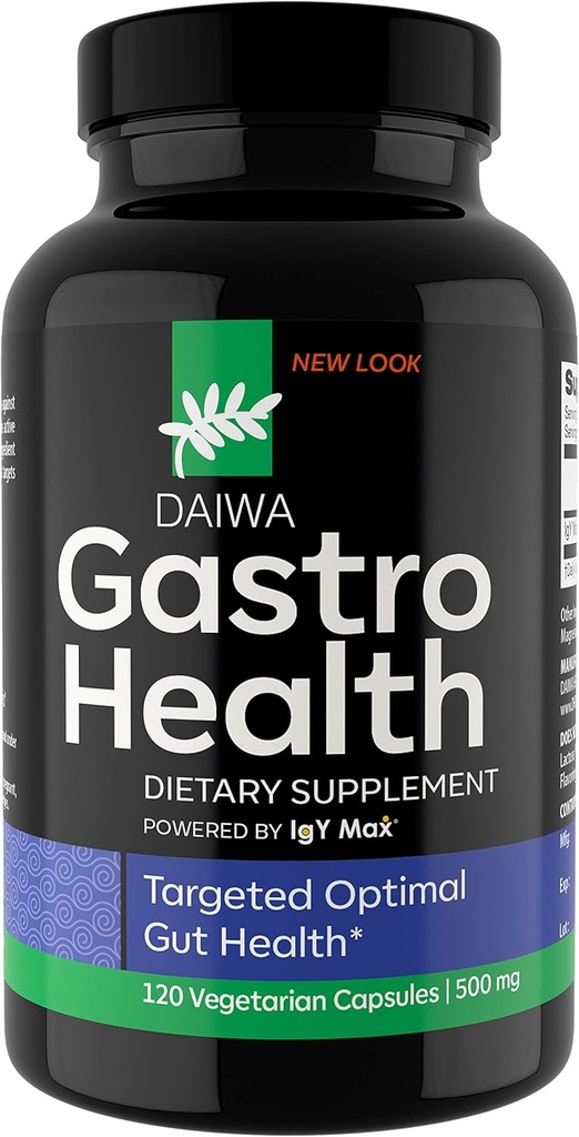 Daiwa Gastro Health – Integratori Natural Digestion Aid per il Supporto Digestivo & Immune – Alimentato da IgY Max - Integratore Digestione per il Supporto Sanitario Gut, 120 Conte
