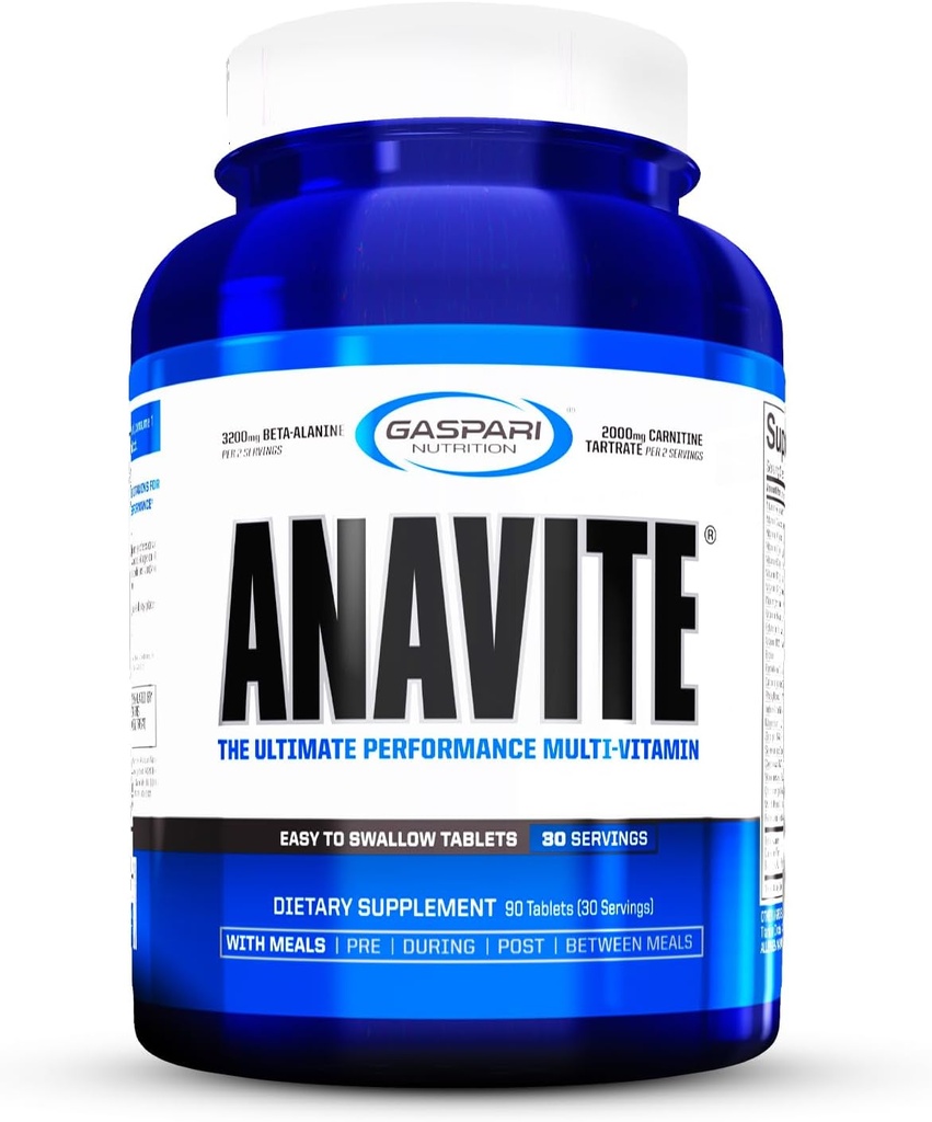Gaspari Nutrition Anavite, Sport Multi-Vitamin mit Aminosäuren, Beta-Alanin und L-Carnitin, Enhanced Performance and Recovery (Neue kleinere Größe, 30 Portionen)