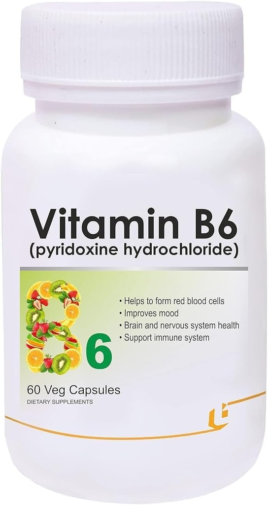 Vitamina B6 (Pyridoxine Hydrochloride) Supplemento | 60 capsule di veg