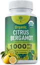 Organic Citrus Bergamot Supplemento - Solo USDA, Cardiologo Formulato con 200+ Studi Scientifici -1000mg - Estratto brevettato, Cuore, Colesterolo, & Lipide - Italian Bergamot High Polyphenols 60caps
