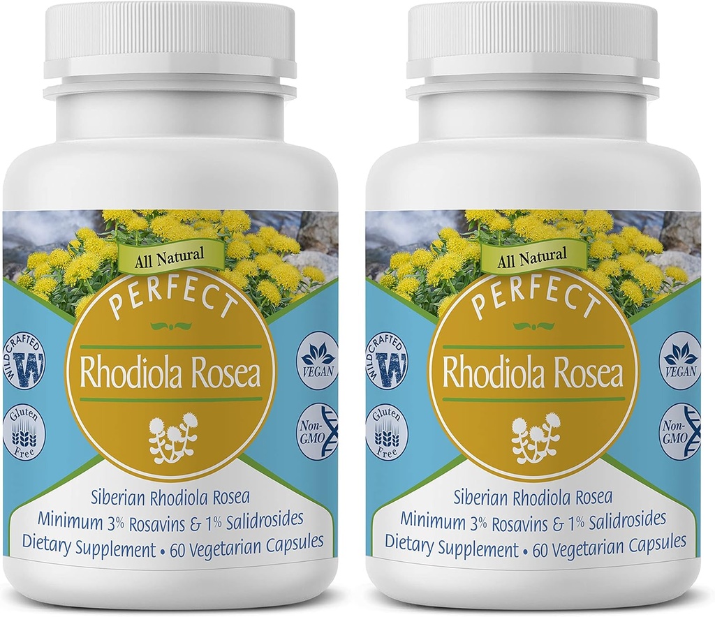 Integratori Perfetti – Perfetta Rhodiola Rosea – 60 capsule – Integratore Naturale Adaptogen – Aumenta l'energia – Migliore messa a fuoco – 2 Pack