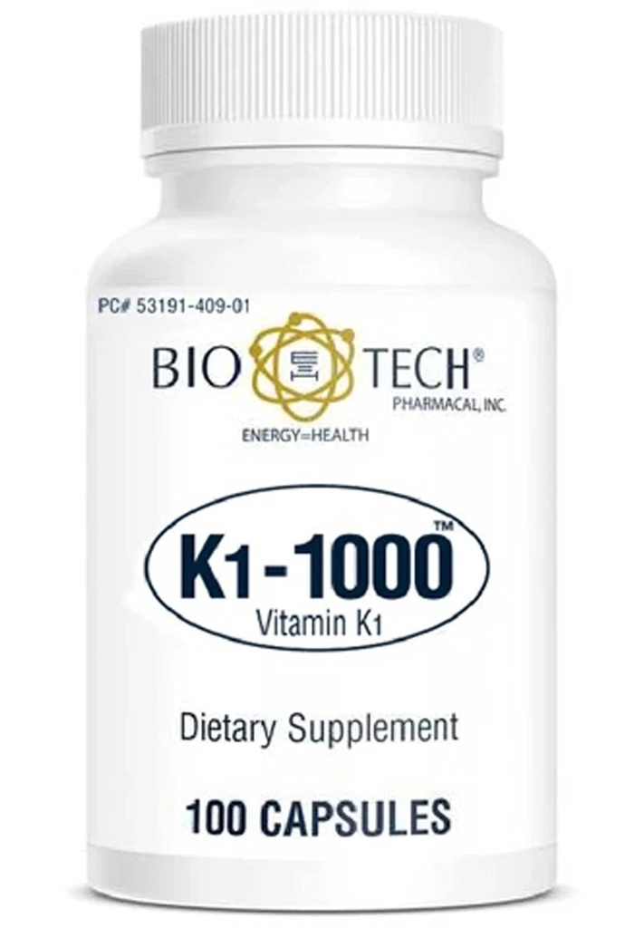 K1-1000 (Vitamin K1) 100 capsule - 3 Pack - Bio-Tech Pharmacal