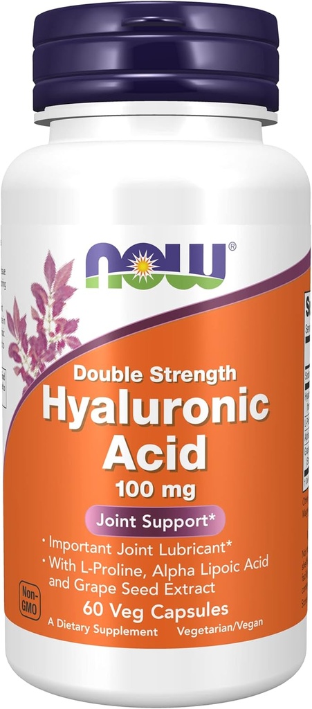 3 Flaschen Jetzt Lebensmittel, HYALURONIC Säure 100MG 2X Plus 60 CAPS