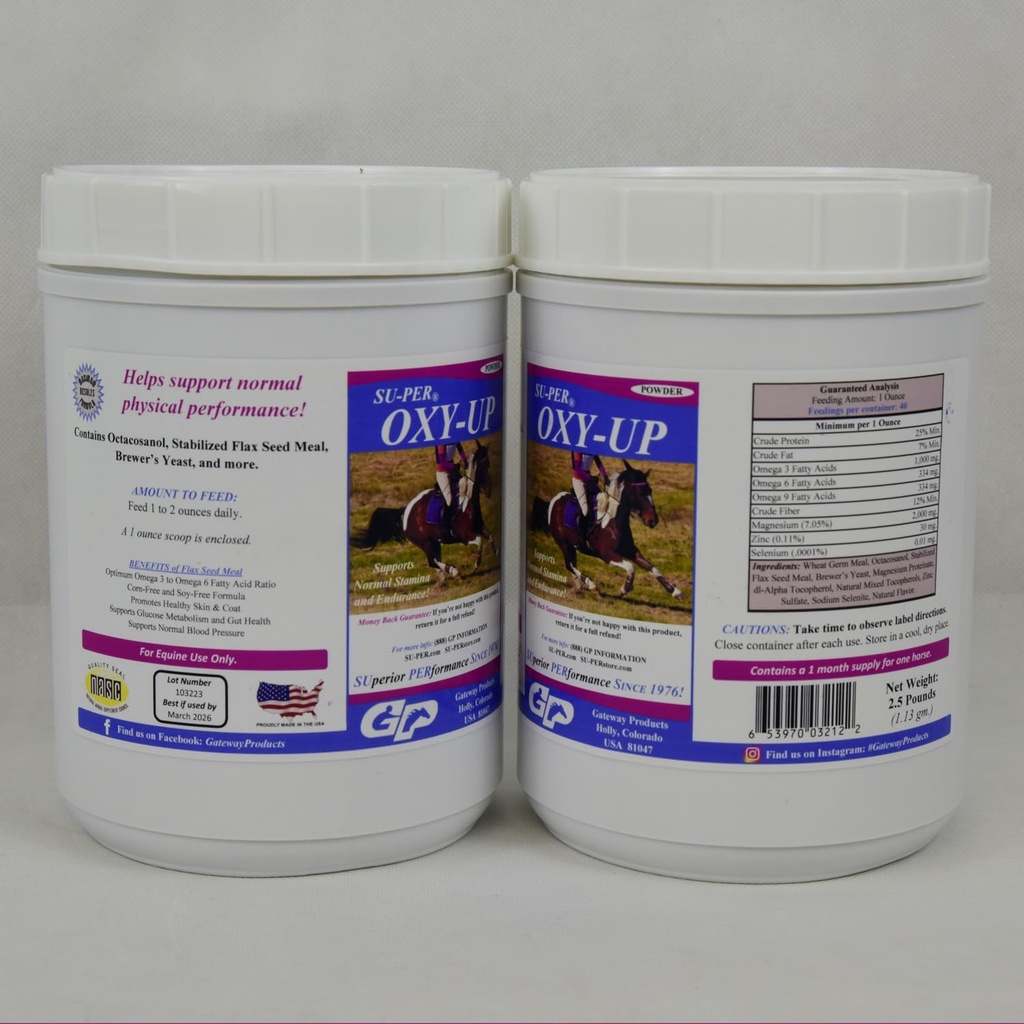 SU-PER Oxy-Up Performance Horse Supplement - Unterstützt normale Stamina und Ausdauer - Weizen Germ Extrakt, B-Komplexe Vitamine, Magnesium - 2,5 Pfund, (2 Packung)