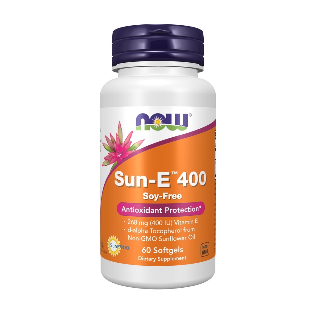 MAINTENANT compléments alimentaires, Sun-ETM 400 UI avec tocophérol d-alpha de l'huile de tournesol non-OGM, 60 Softgels