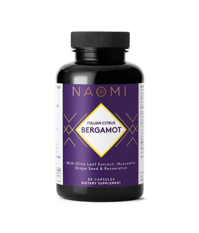 NAOMI Italienische Citrus Bergamotte 500mg + Resveratrol, Preis-Winning Cardiologist Dvlpd, Unterstützt normale Cholesterin & Gesunde Cellular Funktion, 7 Schlüssel-Polyphenole, Resveratrol & Olivenblatt, 90-Tage Versorgung