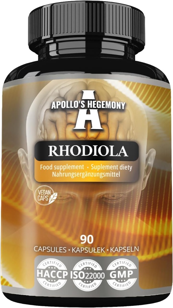 APOLLO'S HEGEMONY Rhodiola Rosea 500 mg pro Kapsel - 90 Vegan Kapseln - Extrakt Standardisiert zu 3% Salidroside - Energie und Stamina Booster - Diät-Ergänzung