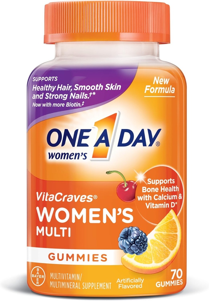 Un giorno VitaCraves Multivitamina Gummies, Supplemento con Vitamina A, Vitamina C, Vitamina D, Vitamina E e Zinco per il supporto sanitario Immune*, Calcio e altro, 70 conteggio