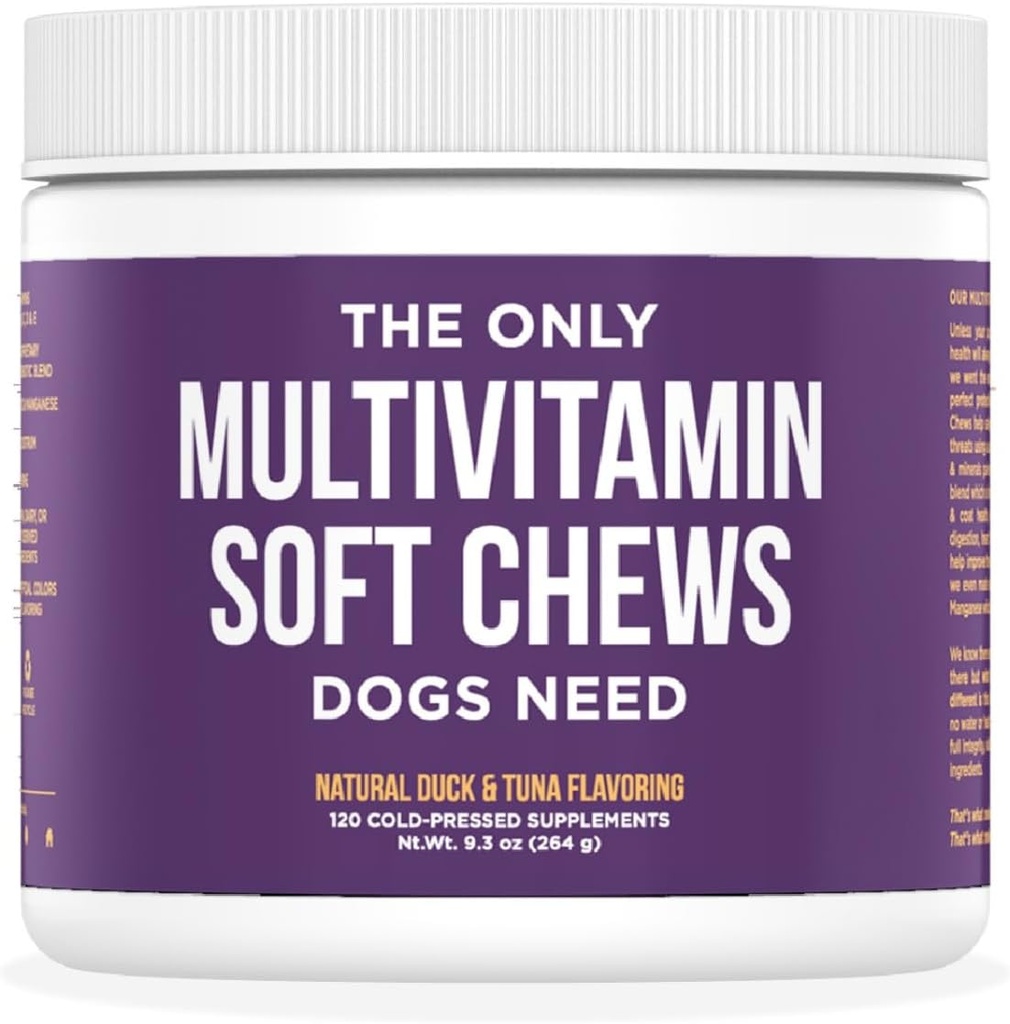 Cane Rapporti Naturali Multivitaminici - L'unico Multivitaminico Cuscinetti Morbidi che i cani hanno bisogno - 120ct Contain Zinc, e Manganese per supportare le funzioni e mantenere il cane sano