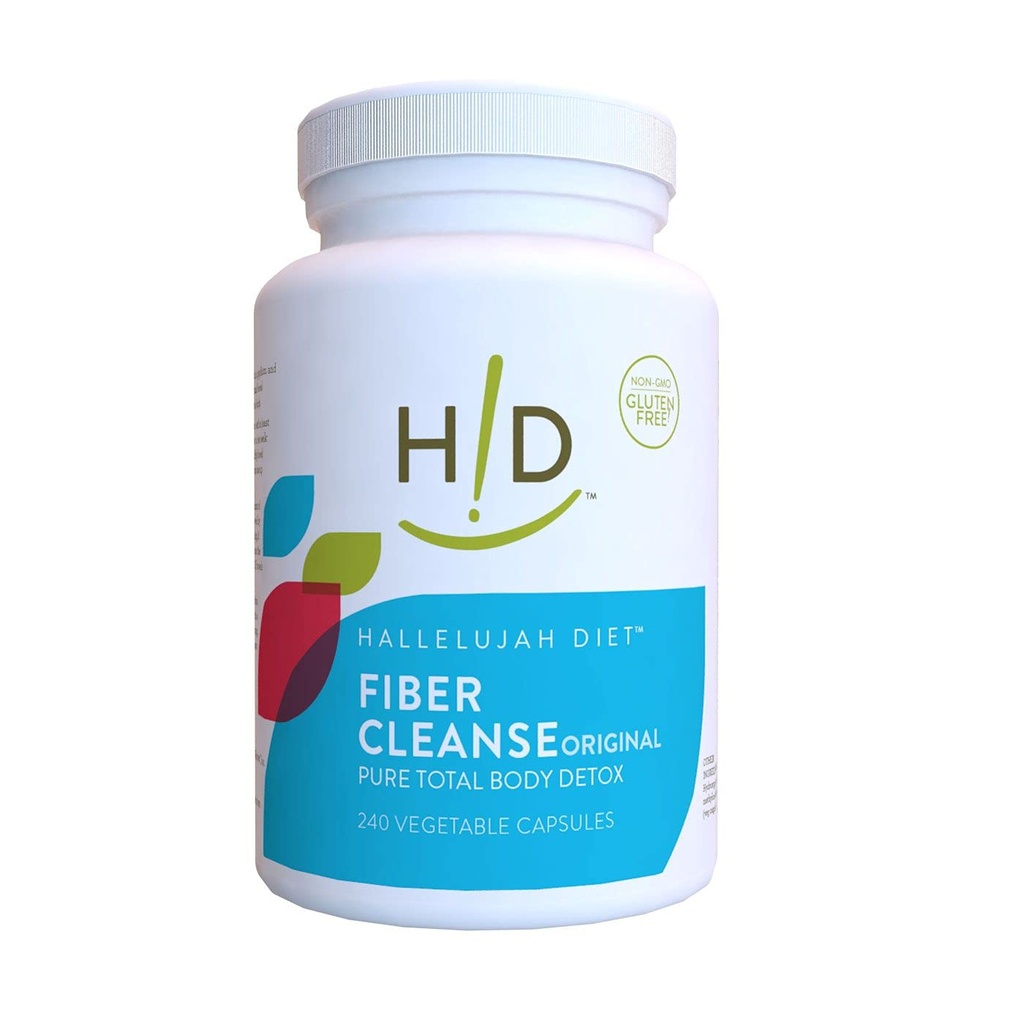 Hallelujah Diet Fiber Cleanse - Psyllium und Flax Seed-Based Capsules, hilft, Toxine zu beseitigen und Optimale Bowel-Funktion, Natural Colon Cleanse Supplement - (240 Zähler)