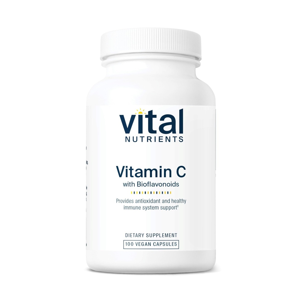 Vitamina C con Bioflavonoidi | Integratore Vegano per Supporto Immune* | 1000mg Vitamina C e 500mg Citrus Bioflavonoide | Glutine, Latticini e Soia Free | Non OGM | 100 Capsule