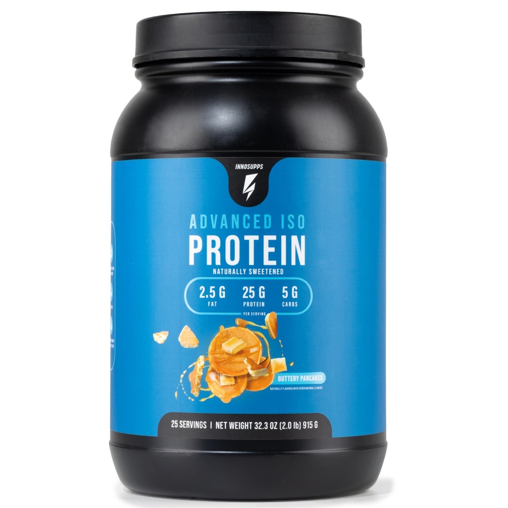 InnoSupps Protéines Iso avancées , 100% Whey Isolate Protéines Poudre , Pas d'édulcorants artificiels , Faible gras , Faible glucides , 25g de protéines , sans hormones , sans gluten , sans soja , (Crêpe beurre )