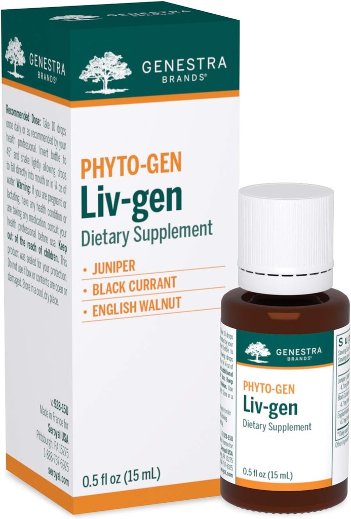 Genestra Brands Liv-gen | Juniper, Black Currant e English Walnut Herbal Supplement | 0.5 fl. oz.