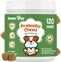 Probiotiques de la patte interne pour chiens, enzymes digestives et prébiotiques pour la santé des intestins, probiotiques de chien pour la diarrhée, soutien Bowel et immunitaire, goût de poulet, 120 chews doux