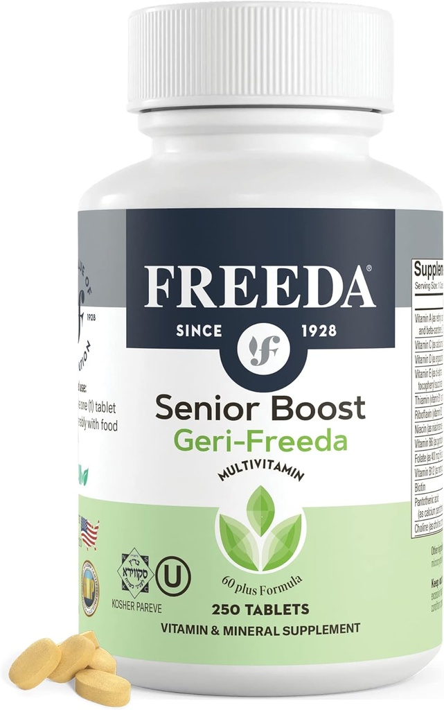 Freeda Senior Multivitamin - Kosher Vitamine für Männer und Frauen 60 und mehr - Eine tägliche beschichtete Tablette - Frauen & Männer Vitamine Multivitamin 60 Plus - Vitamine für Frauen über 60 Plus Älter (250 Zähler)