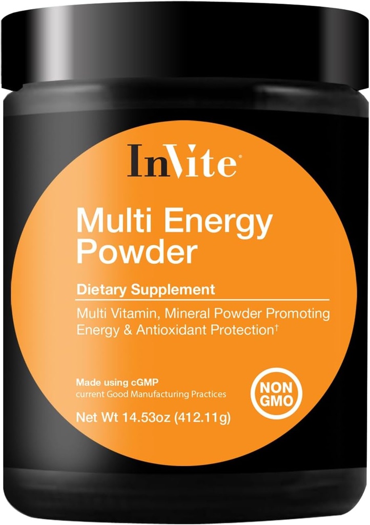 Invite Health Multi Energy Powder - Supporta l'energia e il metabolismo – Contiene Choline, Inositol, Lecitina, Calcio, Magnesio, Vitamina D3, Boron, Magnesio, Zinco, Vitamina C - 30 Serve