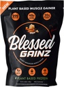 BLESSED Gainz Vegan Protein Powder Mass Gainer - Polvere di proteine a base di piante 40g - Shake di sostituzione del melo con polvere di proteine di Pea - Shake proteica vegana - 40 Servings ( burro di arachidi)