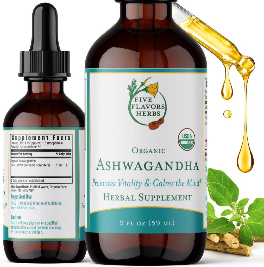Ashwagandha Tincture - fördert Vitalität, beruhigt den Geist, Immununterstützung, Adaptogen, Zitronenbalsam, Kräuterergänzung - 2 Fl Oz