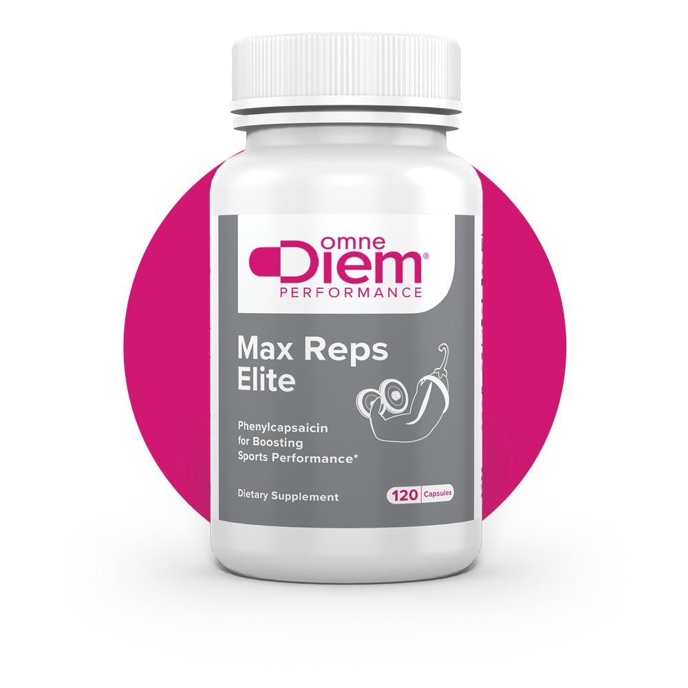 Omne Diem Max Reps Elite Kapseln - Phenylcapsaicin Sport Performance Diät-Ergänzung - Unterstützt maximale Workout und Erholung & Reduces Fatigue - für Männer & Frauen - 120 ct