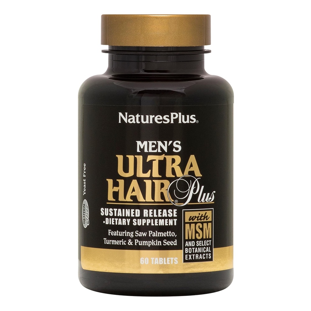 NaturesPlus Herren Ultra Hair Plus, Sustained Release - 60 Tabletten - All-Natural Hair Growth Supplement für Herren - Fördert Fuller, gesünderes Haar - Glutenfrei - 30 Portionen