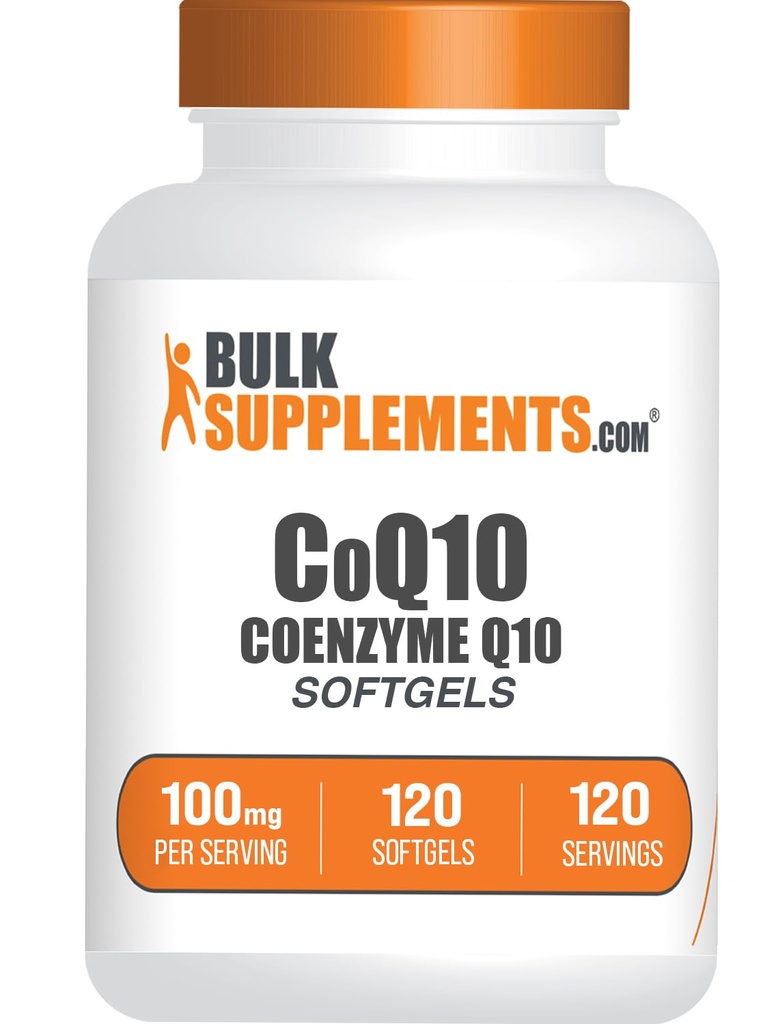 BulkSupplements.com CoQ10 100mg Softgels - Coenzym Q10 100mg Supplement, für Herzgesundheit - Glutenfrei, 1 Softgel pro Servierung, 120 Count (Pack von 1)