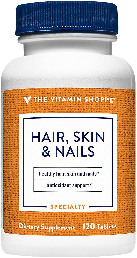 Das Vitamin Shoppe Haar, Haut und Nägel, mit 400MCG Biotin, Unterstützung für gesundes Vibrant Haar, gesunde Haut und starke Nägel (120 Tabletten)
