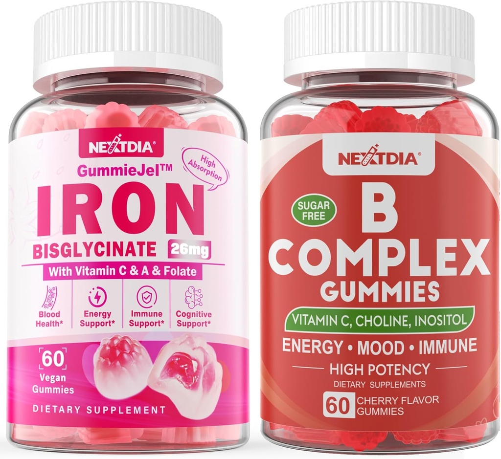 Vitamin B Complex Gummis & Eisen gefüllte Gummis 26mg