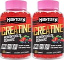 Créatine pour hommes et femmes Créatine Monohydrate Gommies, Créatine Monohydrate par portion avec Taurine et vitamine B12, Pré-entraînement pour Max Strength, Energy & Endurance - 2 Pack
