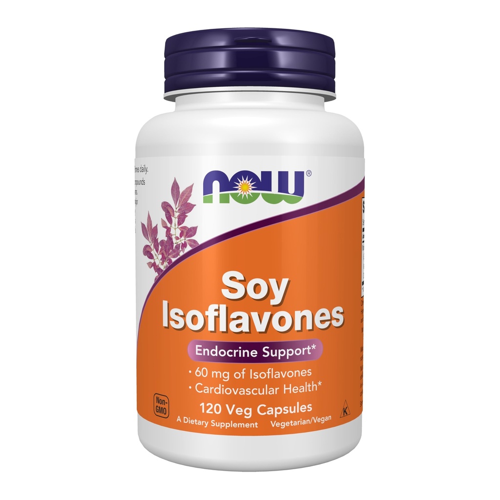 MAINTENANT Compléments alimentaires, Isoflavones de soja, 60 mg (composés de plantes particulièrement concentrés dans le soja, comme Genistein, Daidzein et Glycitéine), 120 gélules