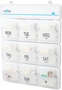 Organizzatore mensile di pillole 28 giorni più 2 giorni / 9 Pillbox con 4 scomparti all'interno / può essere sterzato su una parete / medicina Vitamin Fish Oil Supplementi
