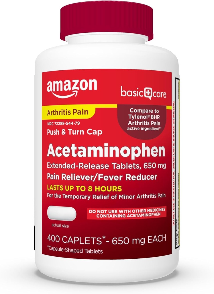 Basic Care Acetaminophen Extended-Release Tabletten, 650 mg, Arthritis Schmerzen, 400 Zähler