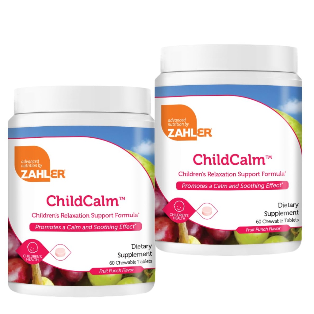 Zahler ChildCalm, Kosher Fruit Punch Kaubares Magnesium für Kinder - Natürliche Beruhigung, Stimmungsunterstützung und Entspannung - Beruhigung Kinder Magnesium Supplement Kinder Magnesium, (2 Pack)