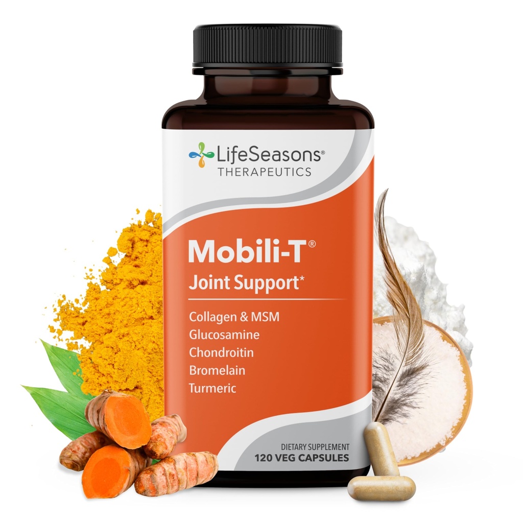 LifeSeasons Mobili-T - Joint Support Supplement - Reduces Aches & Discomforts - Erhöhte Reichweite der Bewegung - Rebuild Tissue & Cartilage - MSM Chondroitin Collagen Glucosamine & Turmeric - 120 Kapseln