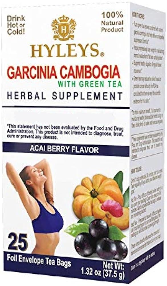 HYLEYS Tee Garcinia Cambogia Grüner Tee mit Acai Berry Flavor - 25 Teebeutel (12 Pack - 300 Teebeutel insgesamt)