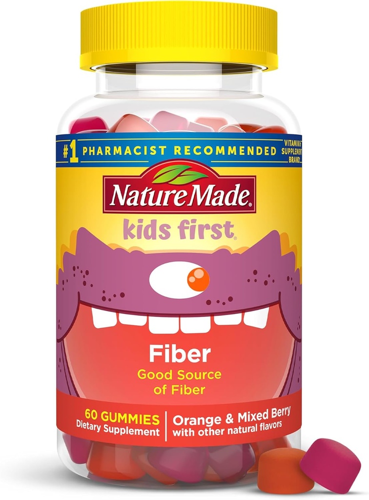 Nature Made Kids First Fiber Gummis, Fiber Supplement für Verdauungshilfe, 60 Gummis, 30 Tage Versorgung